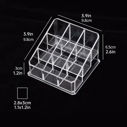 Desktop Transparent Storage Organizer Box Multi-Compartment Display Rack Holder - 9 grids.