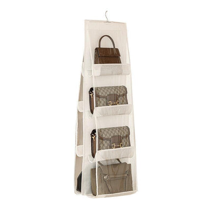 8 Pocket Double-sided Bag Handbag Storage Holder Hanging Organizer Shelf - Black.