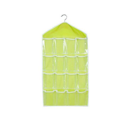 16 Pockets Hanging Wardrobe Storage Organizer Bag for Socks and Underwear - Cream.