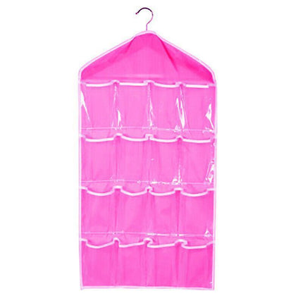 16 Pockets Hanging Wardrobe Storage Organizer Bag for Socks and Underwear - Green.