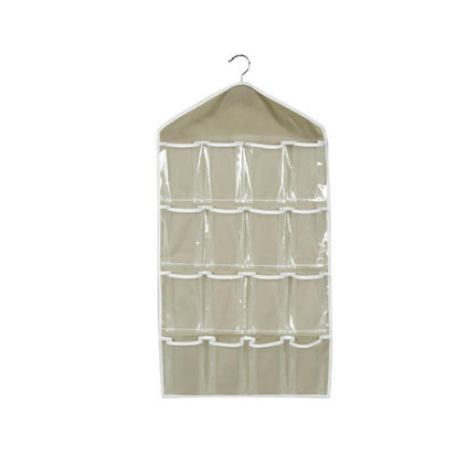 16 Pockets Hanging Wardrobe Storage Organizer Bag for Socks and Underwear - Pink.