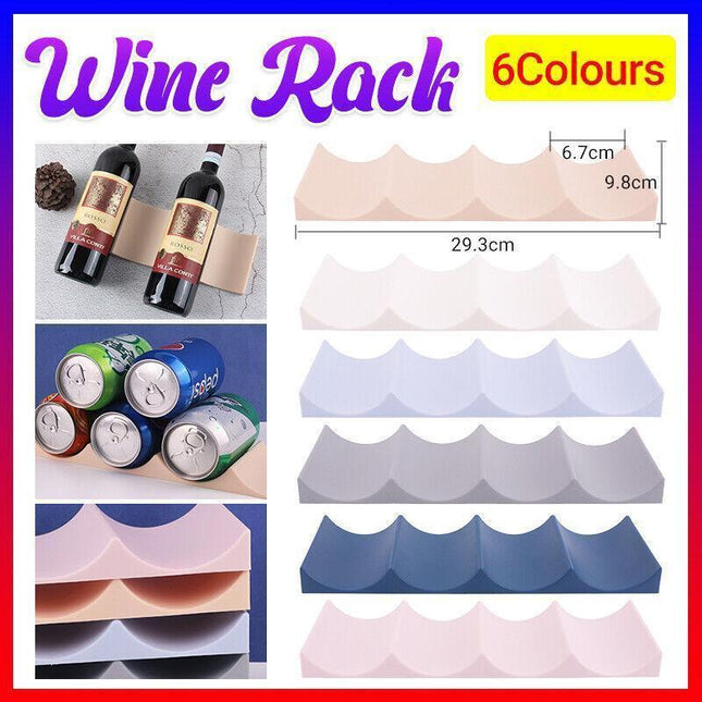 Fridge Organiser Wine Beer Stacking Bottle Rack Kitchen Space Saving Can Holder - Light Blue.