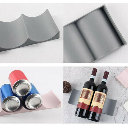 Fridge Organiser Wine Beer Stacking Bottle Rack Kitchen Space Saving Can Holder - Pink.