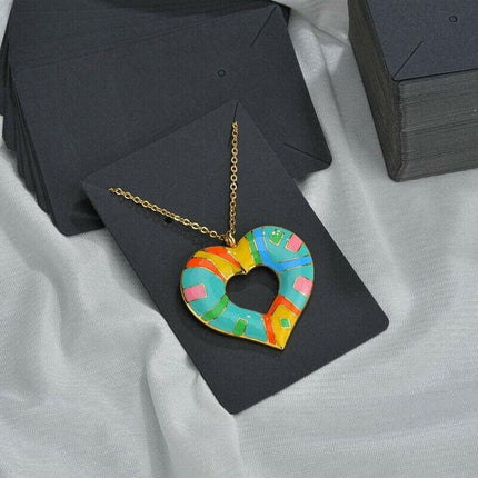 40pcs Jewellery Display Cards Necklace Earring Holder Kraft Paper 6x9cm - Black.
