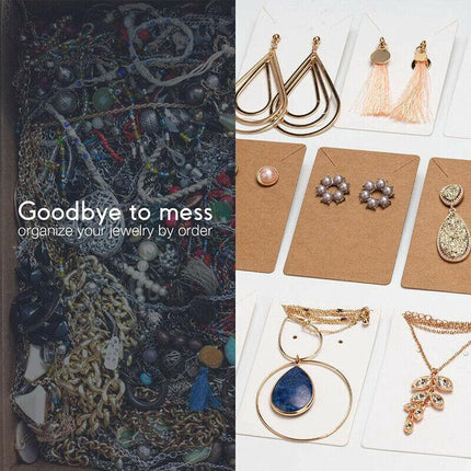 40pcs Jewellery Display Cards Necklace Earring Holder Kraft Paper 6x9cm - Black.