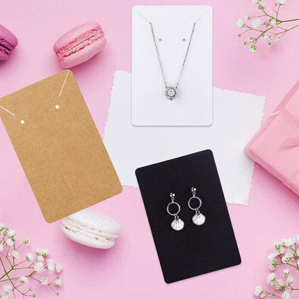 40pcs Jewellery Display Cards Necklace Earring Holder Kraft Paper 6x9cm - Black.