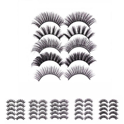 5 Pairs 3D Thick Mink Fake False Eyelashes Natural Long Wispy Makeup Lashes Au - 3D-48.
