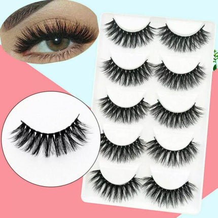 5 Pairs 3D Thick Mink Fake False Eyelashes Natural Long Wispy Makeup Lashes Au - 3D-48.
