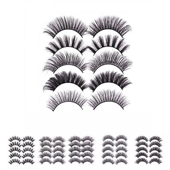 5 Pairs 3D Thick Mink Fake False Eyelashes Natural Long Wispy Makeup Lashes Au - 3D-51.