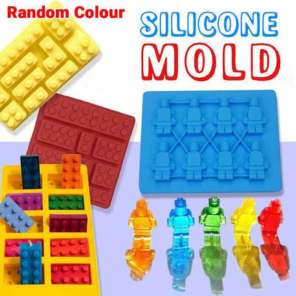 Brick Figure Man Silicone Mold Chocolate Block Cake Mould Ice Cube Tray - Red-Square.