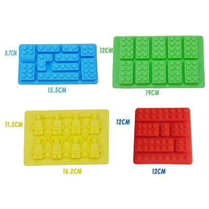 Brick Figure Man Silicone Mold Chocolate Block Cake Mould Ice Cube Tray - Red-Square.