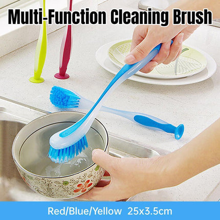 Multi Functional Long Handle Cleaning Brush Vertical Suction Kitchen Brush - Blue.