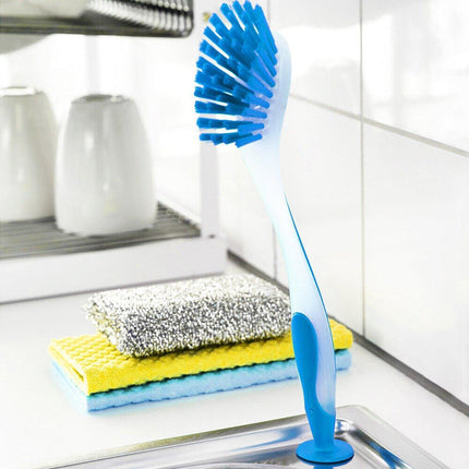 Multi Functional Long Handle Cleaning Brush Vertical Suction Kitchen Brush - Blue.