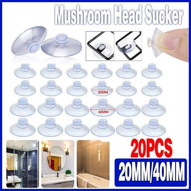 20Pcs 20/40Mm Suction Cups Caps Suckers Aquarium Fish Tank Glass Hanger Pads - 40MM.