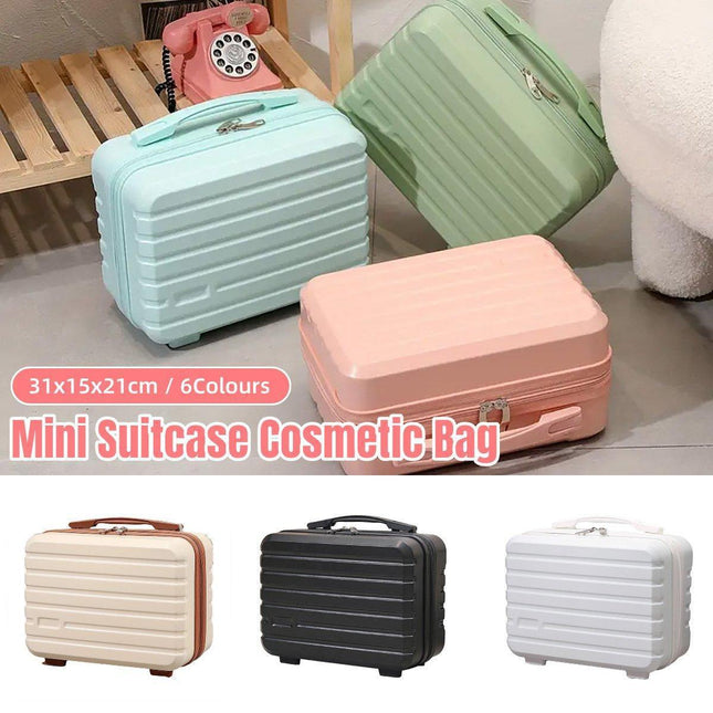 Portable 14 Inch Suitcase Mini Small Travel Storage Hand Gift Box - White.