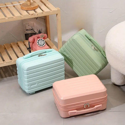 Portable 14 Inch Suitcase Mini Small Travel Storage Hand Gift Box - White.