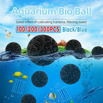 100-300X Bio Balls Aquarium Marine Fish Tank Pond Sump Filter Media Biological - Blue 100PCS.