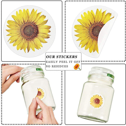 2 Rolls Sunflower Stickers Handmade Flower Decoration Labels for Craft Projects.