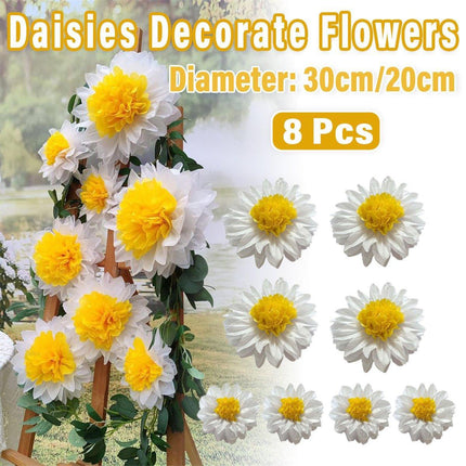 8PCS Sunflower Daisy Paper Flowers 20cm/30cm Wall Hanging Party Room Decoration.