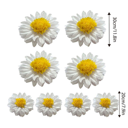 8PCS Sunflower Daisy Paper Flowers 20cm/30cm Wall Hanging Party Room Decoration.
