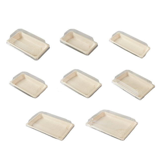 50pcs Eco-Friendly Sushi Box Rectangular Biodegradable Lunch Packaging Plate - 13.9 cm x 7.9 cm x 4.5 cm.