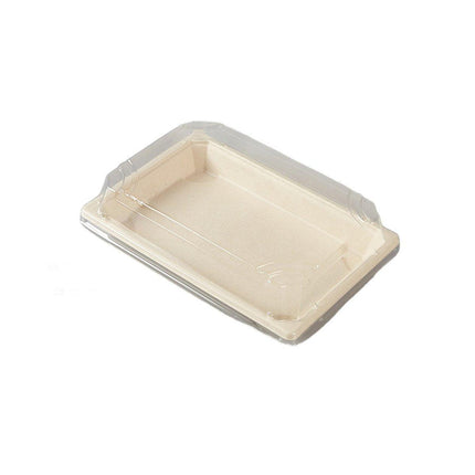 50pcs Eco-Friendly Sushi Box Rectangular Biodegradable Lunch Packaging Plate - 16.4 cm x 11.4 cm x 4.5 cm.