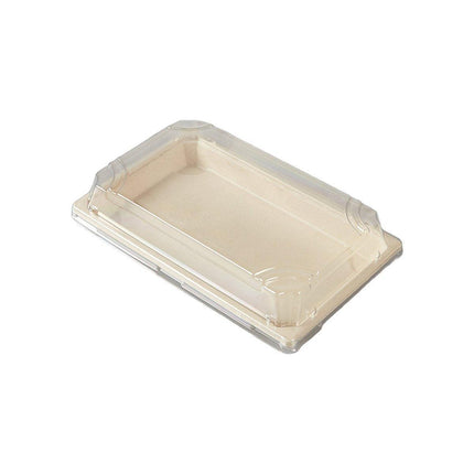 50pcs Eco-Friendly Sushi Box Rectangular Biodegradable Lunch Packaging Plate - 16.4 cm x 11.4 cm x 4.5 cm.