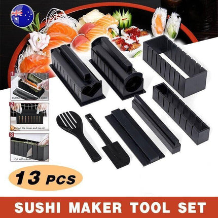 13Pcs Diy Sushi Maker Making Kit Rice Roller Mold Set For Beginners Kitchen Tool.