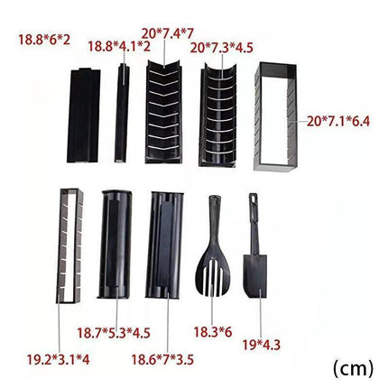 13Pcs Diy Sushi Maker Making Kit Rice Roller Mold Set For Beginners Kitchen Tool.