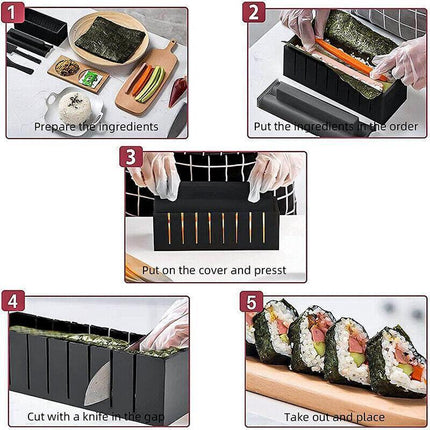 13Pcs Diy Sushi Maker Making Kit Rice Roller Mold Set For Beginners Kitchen Tool.
