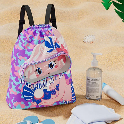 Waterproof Swim Backpack Durable Storage Bag Beach Pool Outdoor Travel - Blue-Large (Double layer).