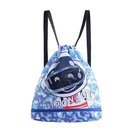 Waterproof Swim Backpack Durable Storage Bag Beach Pool Outdoor Travel - Blue-Large (Double layer).