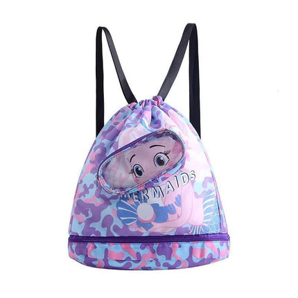 Waterproof Swim Backpack Durable Storage Bag Beach Pool Outdoor Travel - Blue-Large (Double layer).