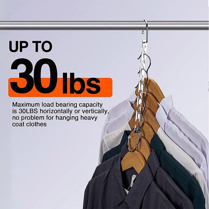 Clothes Hanger Space Saving Hook Folding Wardrobe Multipurpose Rack Coat Pants - 6PCS.