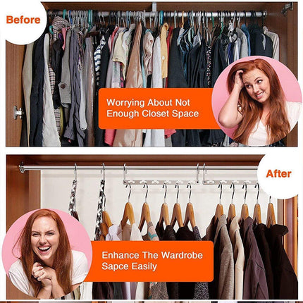 Clothes Hanger Space Saving Hook Folding Wardrobe Multipurpose Rack Coat Pants - 6PCS.
