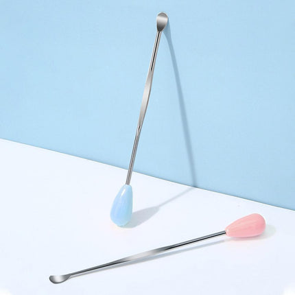 Stainless Steel Earpick Scoop Reusable Earwax Removal Tool Cleaner Kit Unisex - Pink.