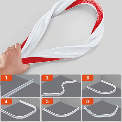 100-300CM Silicone Shower Water Barrier Bathroom Waterproof Strip Self-Adhesive - 100CM.