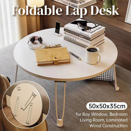 Small Foldable Computer Desk Portable Bed Table Round Home Office Laptop Stand.