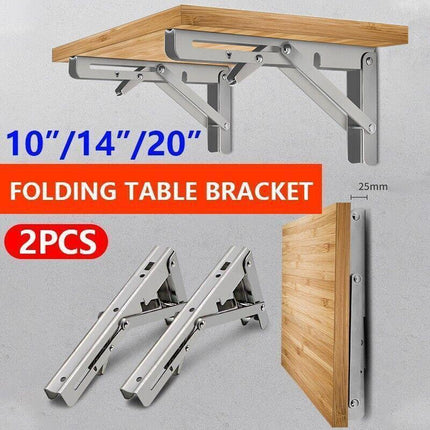 10-20" Heavy-Duty Stainless Steel Folding Table Bracket 200Kg Load - 14In(2PCS).
