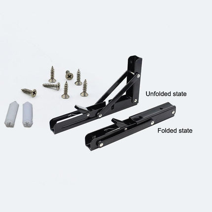 Traderight Table Bracket Folding Stainless Steel 150KG Wall Shelf Bench 2PCS - Black 20in.