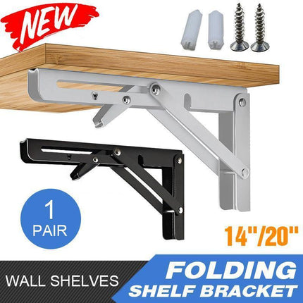 Traderight Table Bracket Folding Stainless Steel 150KG Wall Shelf Bench 2PCS - White 20in.