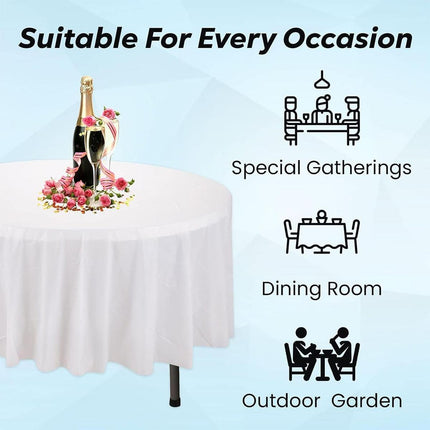 10pcs Round Tablecloth Solid Color Waterproof PEVA Table Cover 213cm Diameter - Black.