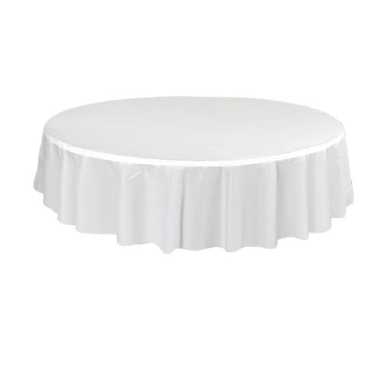 10pcs Round Tablecloth Solid Color Waterproof PEVA Table Cover 213cm Diameter - Black.
