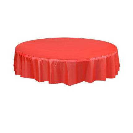 10pcs Round Tablecloth Solid Color Waterproof PEVA Table Cover 213cm Diameter - Black.