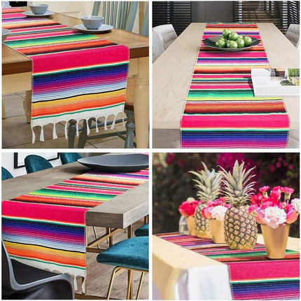 Woven Blanket Tassel Party Tablecloth Home Decoration Table Flags Cover Cloth - Dark Blue.