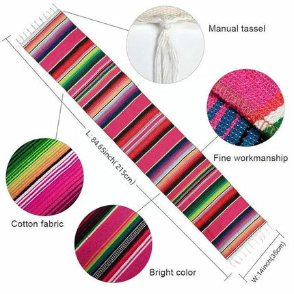 Woven Blanket Tassel Party Tablecloth Home Decoration Table Flags Cover Cloth - Rose Red.