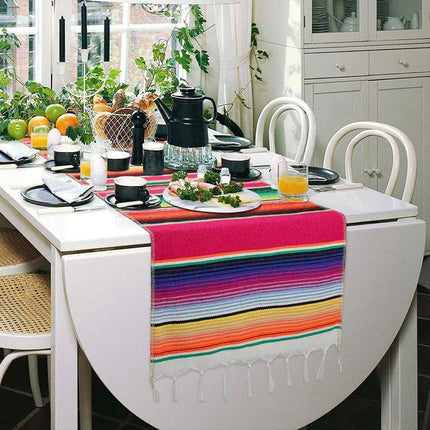 Woven Blanket Tassel Party Tablecloth Home Decoration Table Flags Cover Cloth - Rose Red.