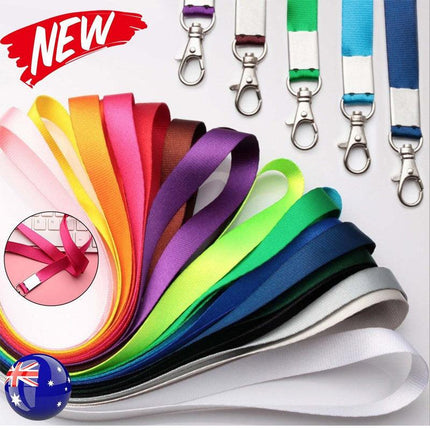 Neck Strap with Clip for ID Badge Name Tag Card Holder Lanyard - White.