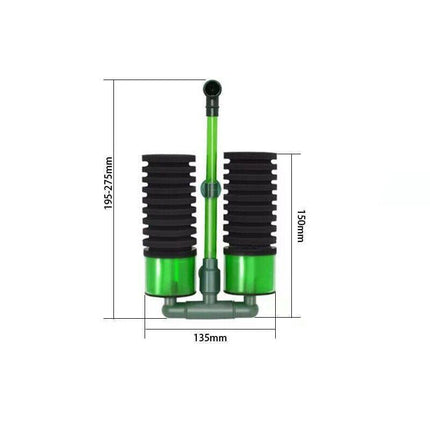 Double Head Aquarium Sponge Filter with Bio Media Box for Shrimp Breeding Tanks.