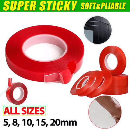 Double-Sided Clear Transparent Acrylic Adhesive Tape Foam Mounting Strong Gel - 15mm x 3m.